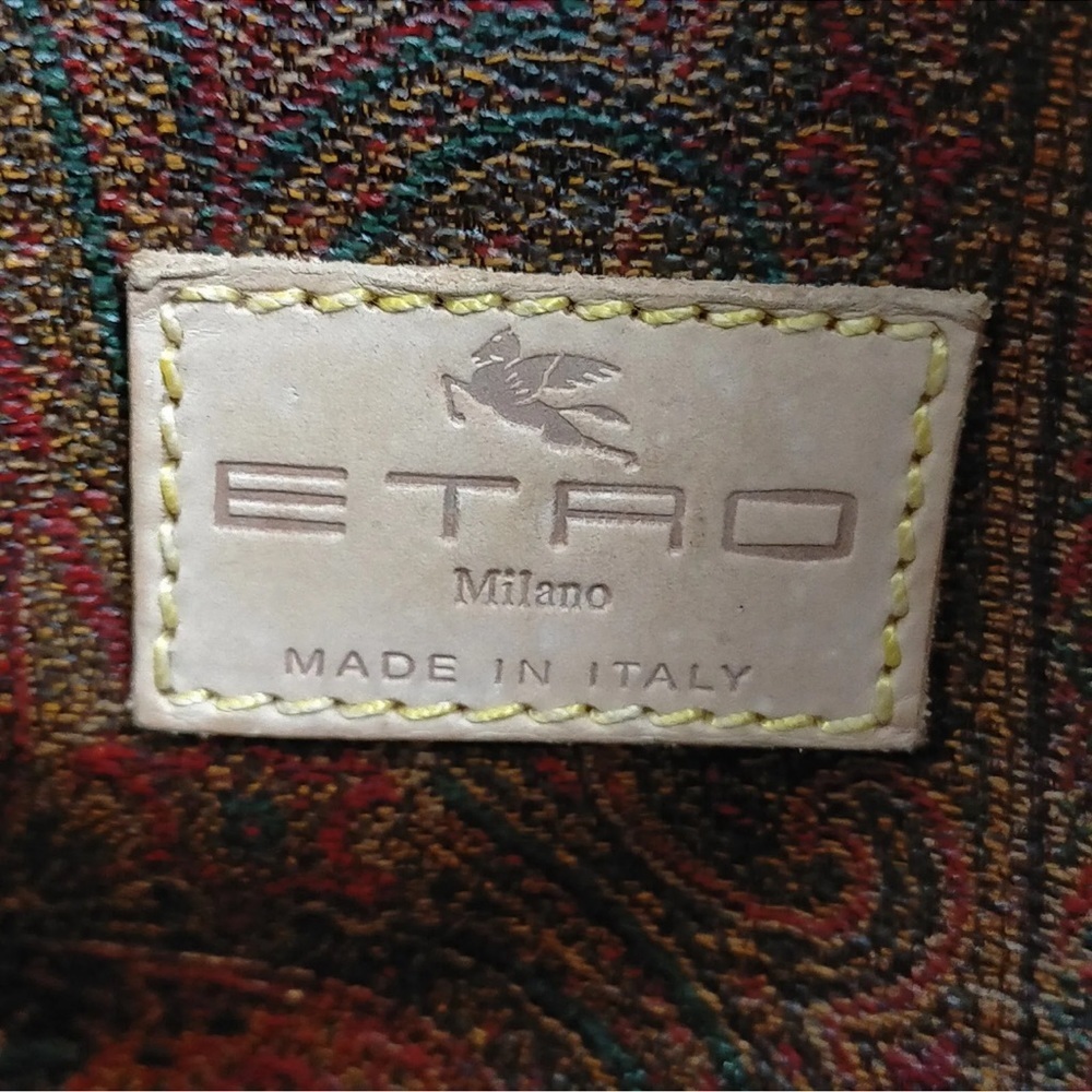 Etro Travel Bag  Brown PVC with strap and lock and key and luggage tag - Picture 9 of 9
